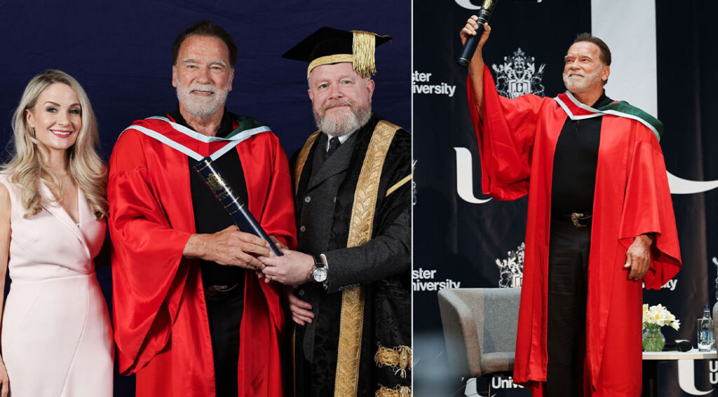 bodybuilder arnold schwarzenegger recieves his doctorate after years of success .jpg