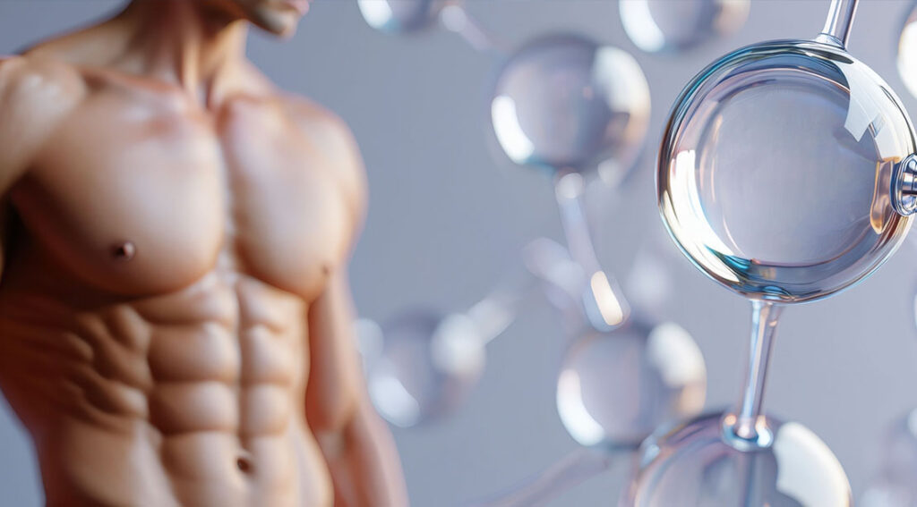Peptides for Longevity: Efficiency Step forward or Manufactured Controversy? Muscular And Fit Athlete Next To A Peptide Compound 1024x567
