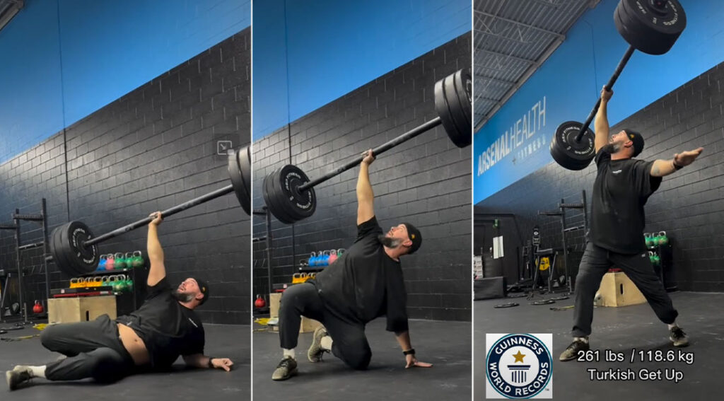 Mike Aidala Breaks Guinness Global Document With 261-pound Turkish Get-Up Strongman And Powerlifter Mike Aidala Breaking The Guinness World Record For Turkish Getup 1024x567