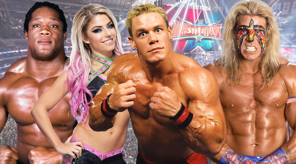 wwe wrestlers and bodybuilders at wrestlemania.jpg