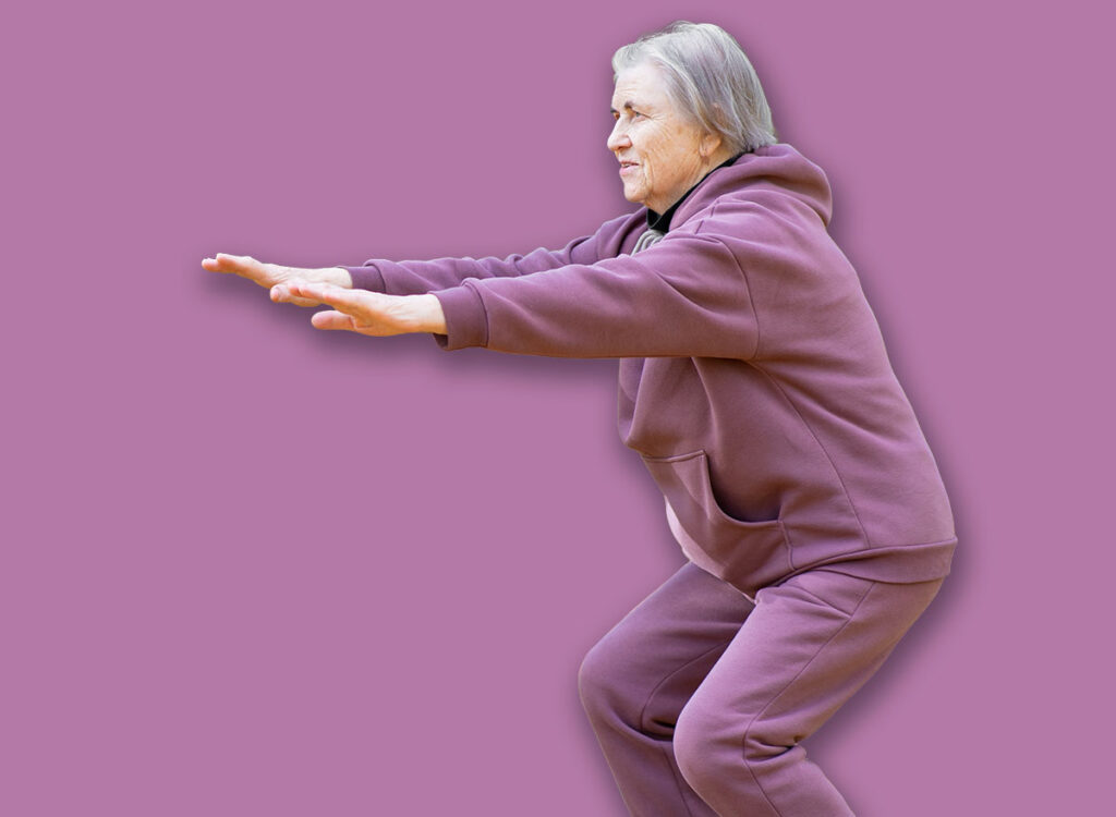 Morning Workout routines for Knee Power After 60 mature woman half squat exercise 2212830501.jpg