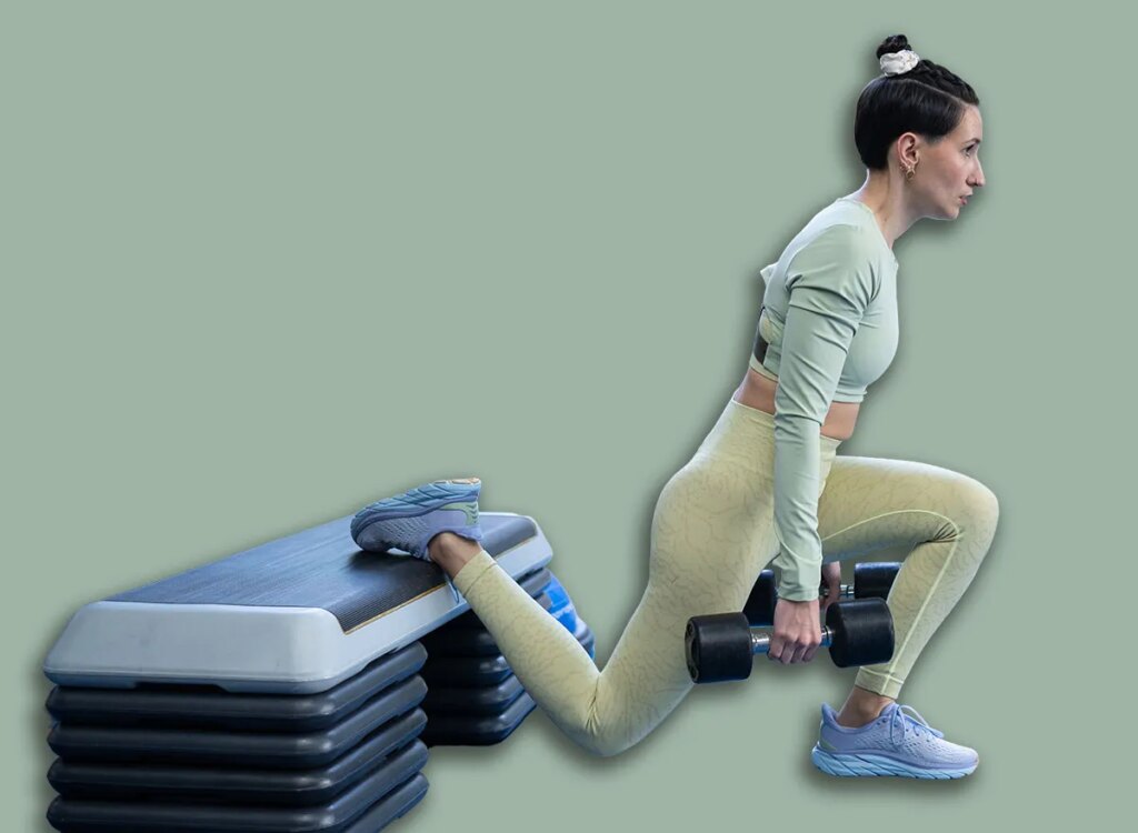5 Dumbbell Workouts That Repair Thigh Energy at 50 woman bulgarian split squats exercise 2575250613.jpg