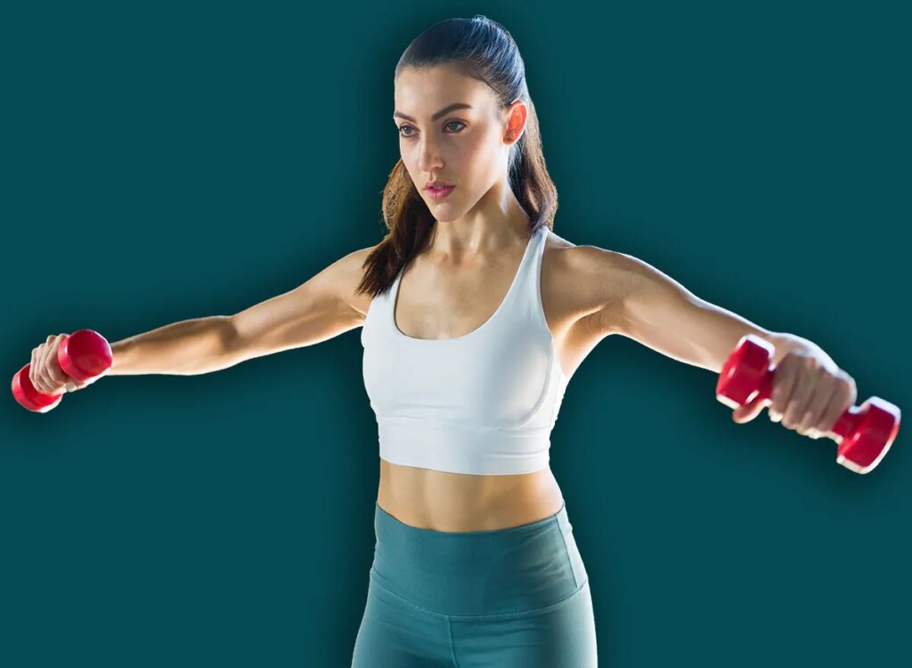 Dumbbell Workout routines That Construct Arm Power After 55 woman dumbbell lateral raises exercise 1930135553.jpg