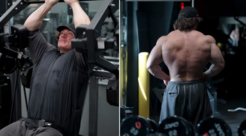 bodybuilder sam sulek performing his brutal back day workout using a lat pulldown exercise and showi.jpeg