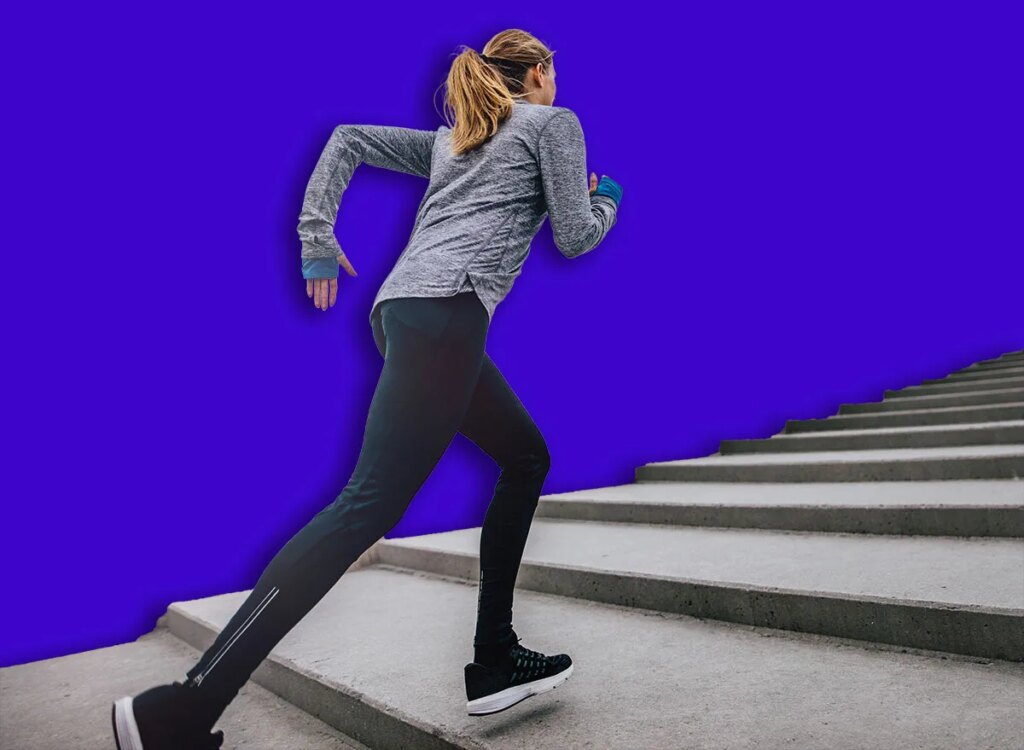 Body weight Workouts for Belly Fats After 60, consistent with a DPT woman running up the stairs 534606427.jpg
