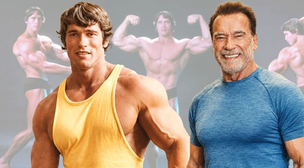 Arnold Schwarzenegger Debunks the Greatest Health Fable: Muscle Does Now not Flip Into Fats a young arnold schwarzenegger with an aging scharzenegger showing age related muscle loss.jpg